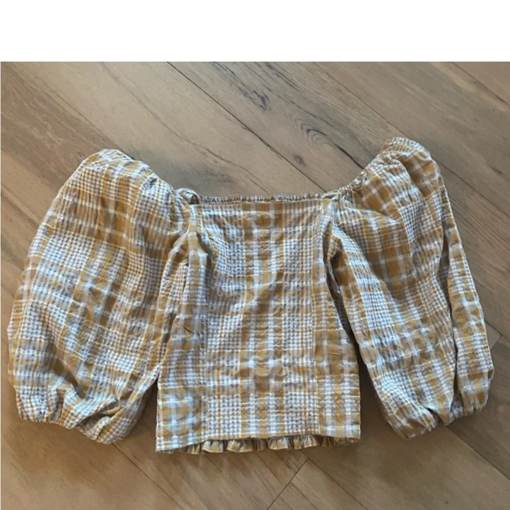 Anthropologie Maeve Square Neck Plaid Puff Sleeve Blouse size Small - Picture 4 of 5